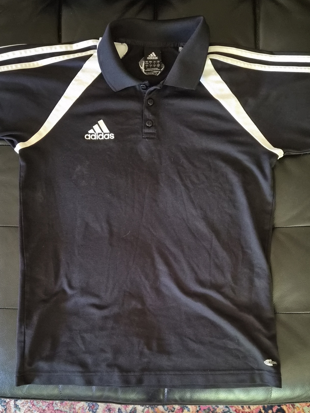 adidas Black Polo with White Stripe Accents